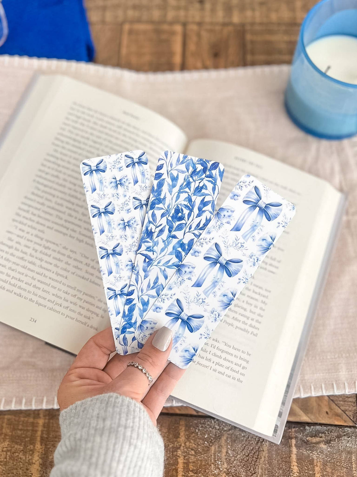 French Blue Bow Bookmark