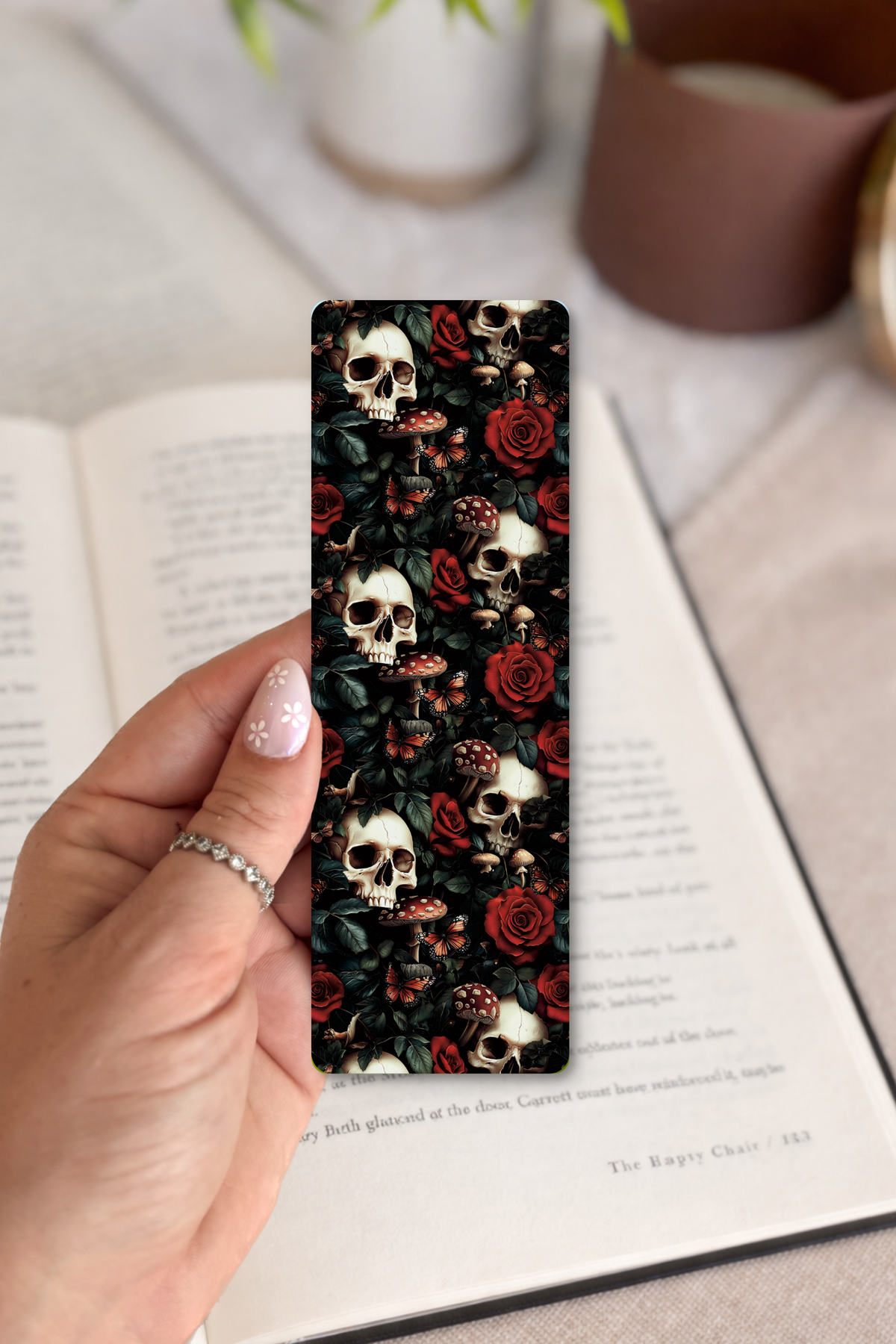 Skull Mushroom Floral Bookmark | Gothic