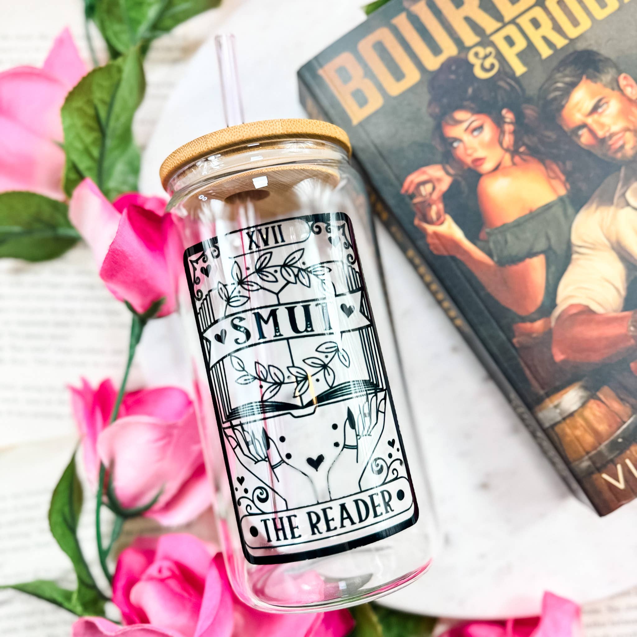 Smut Reader Tarot Card 16oz Clear Glass Cup