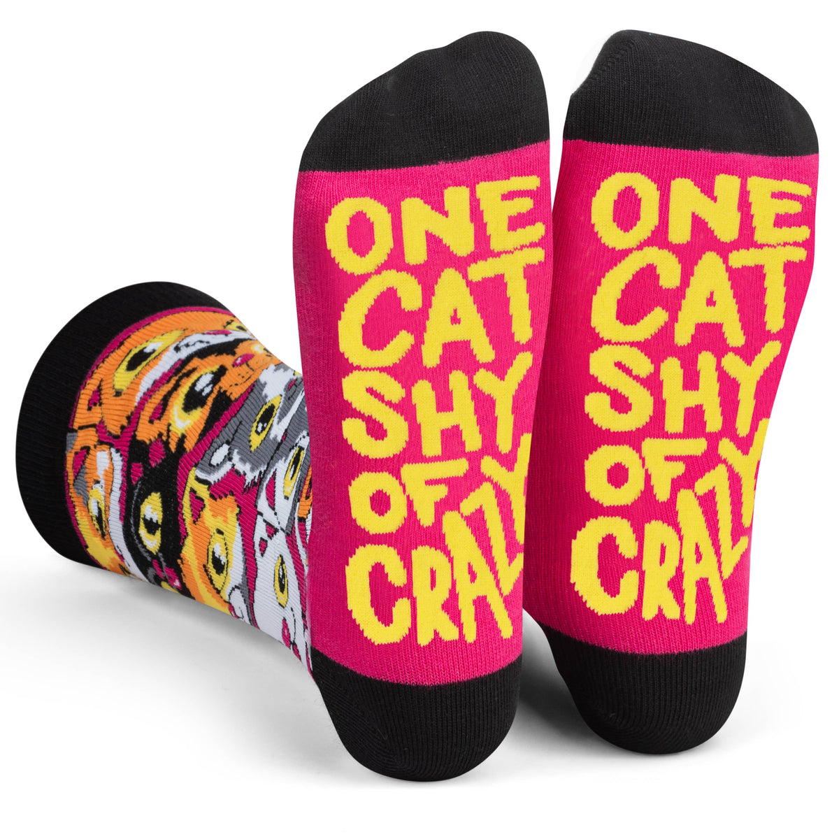 One Cat Shy Of Crazy Socks - Funny Gift for Pet Lovers