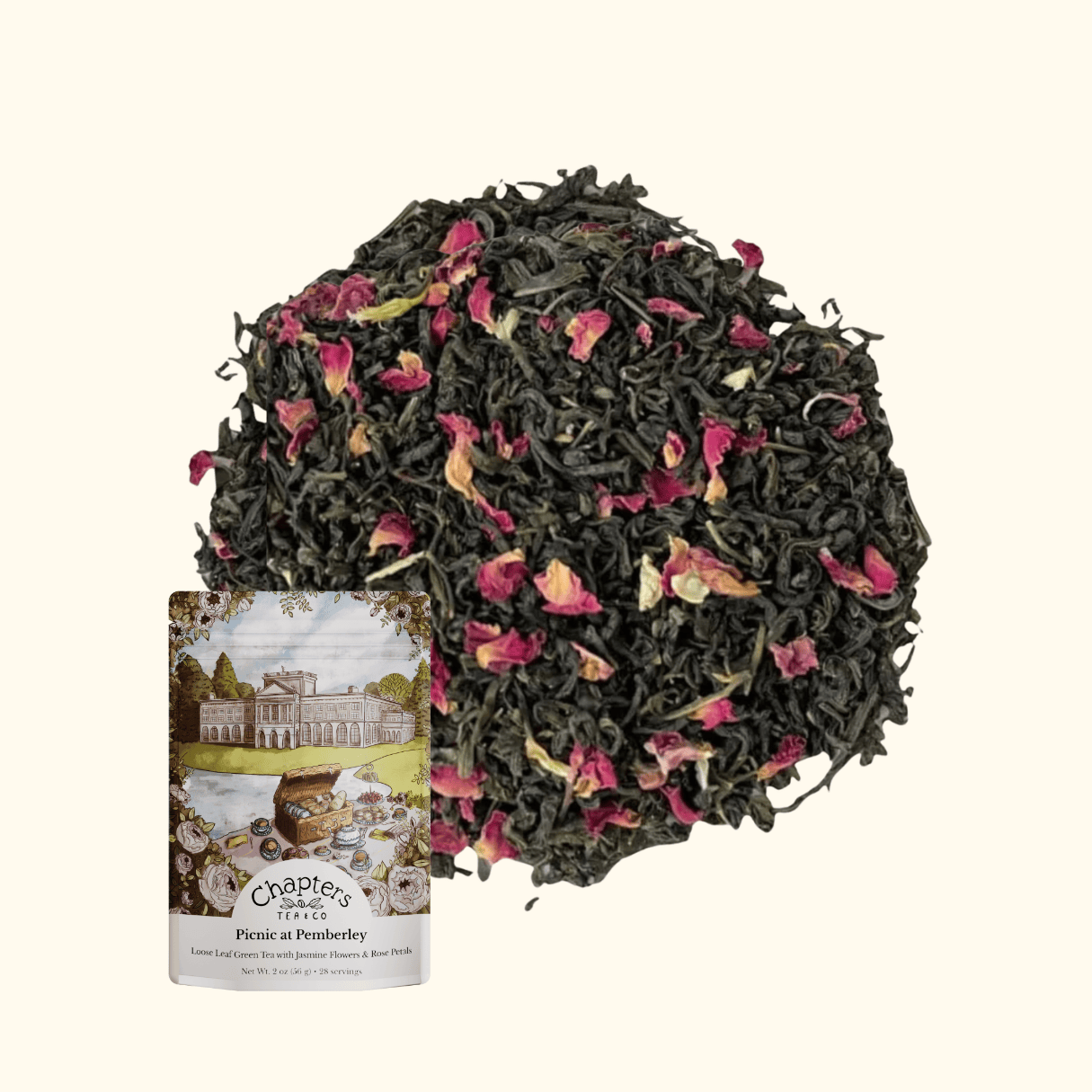 Picnic at Pemberley (Blooming Jasmine Rose Petal Green Tea) 2oz