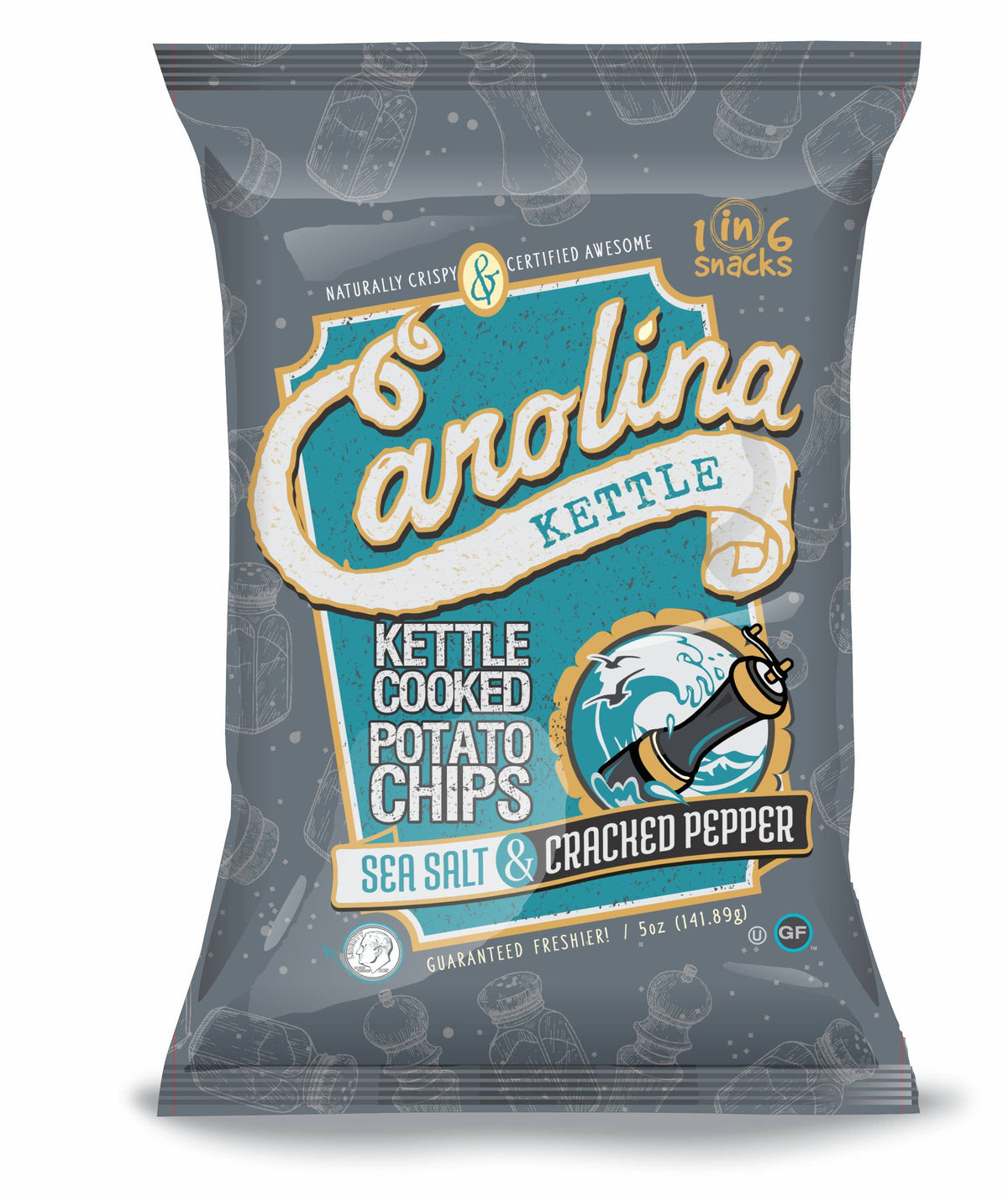 Sea Salt & Cracked Pepper Carolina Kettle Chips 2oz Case(20)