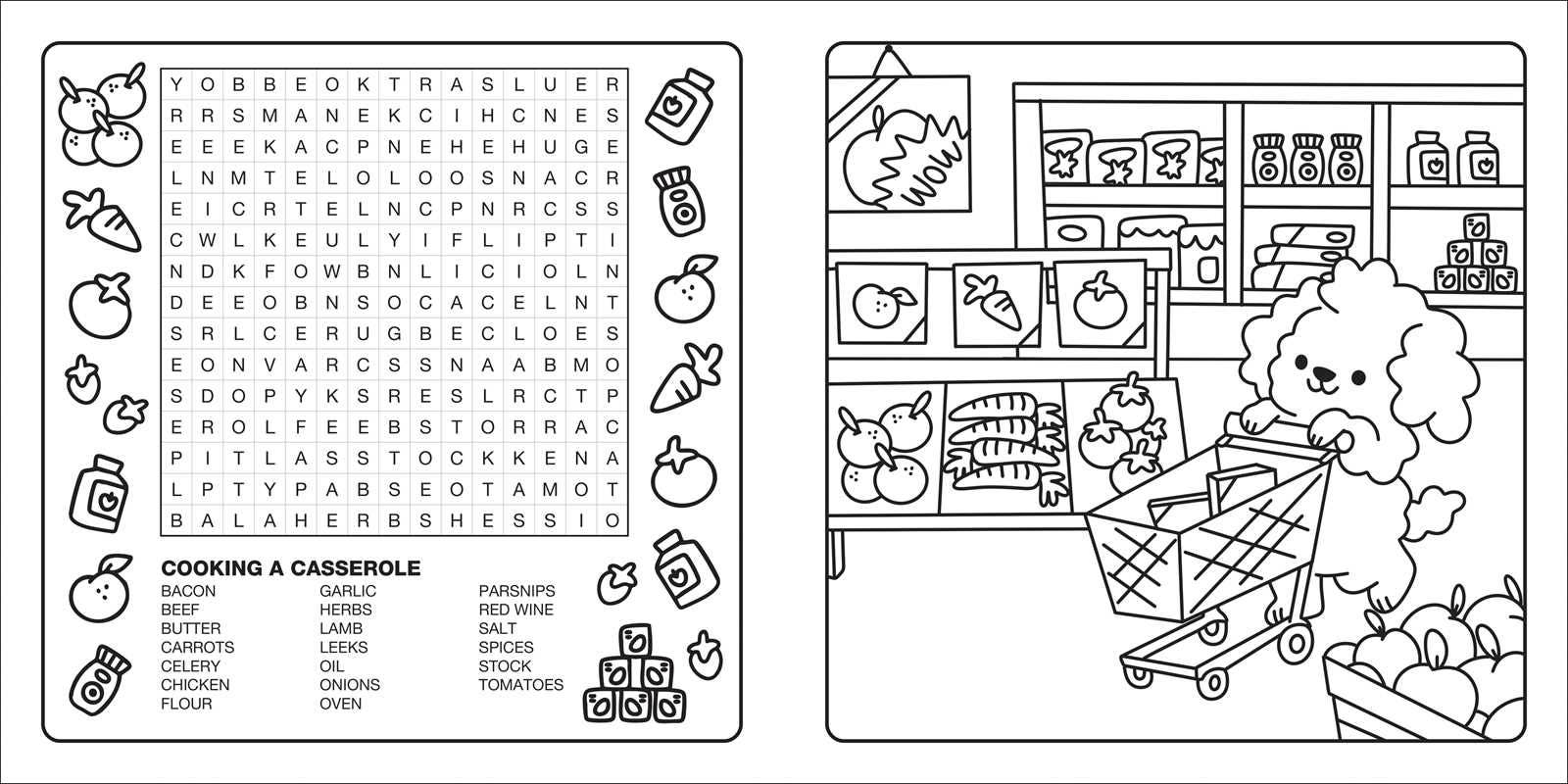 Clever Cuties: Cozy Coloring & Word Search Book by