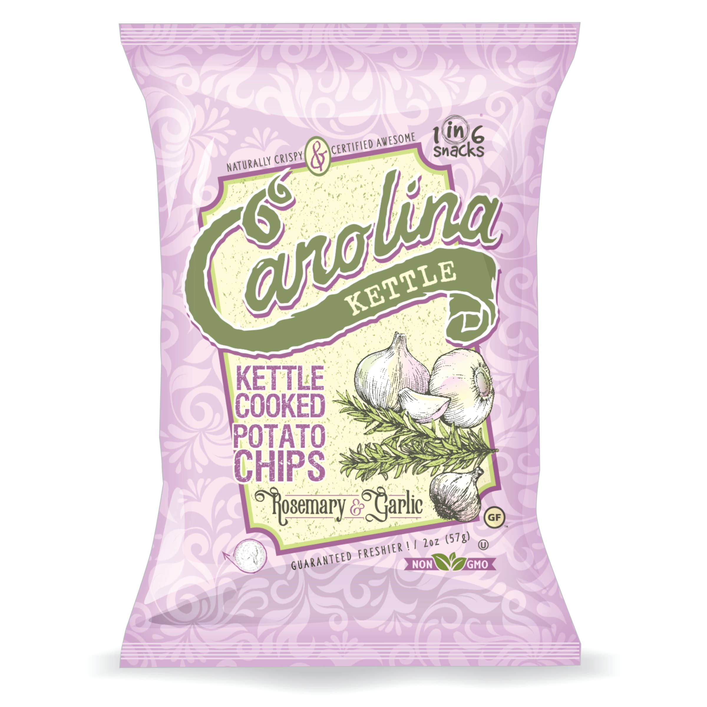 Rosemary & Garlic Carolina Kettle Potato Chips 2 oz Case(20)