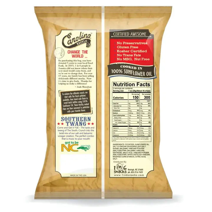 Salt and Balsamic Vinegar Carolina Kettle Chip 1 oz Case(28)