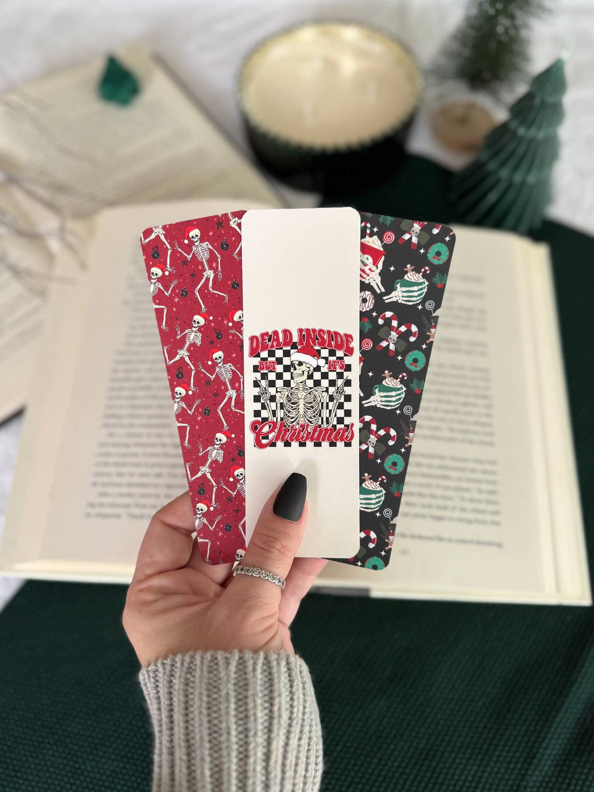 Christmas Skeleton Bookmark Set | Dead Inside