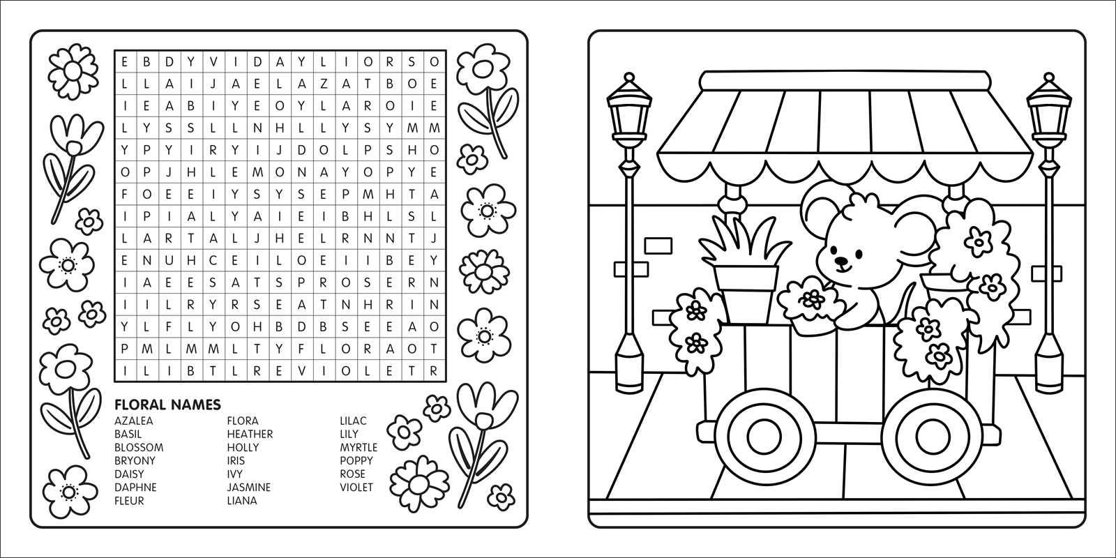 Clever Cuties: Cozy Coloring & Word Search Book by