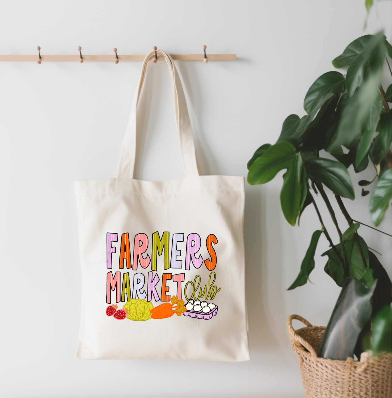 Farmers Market Club Canvas Tote Bag
