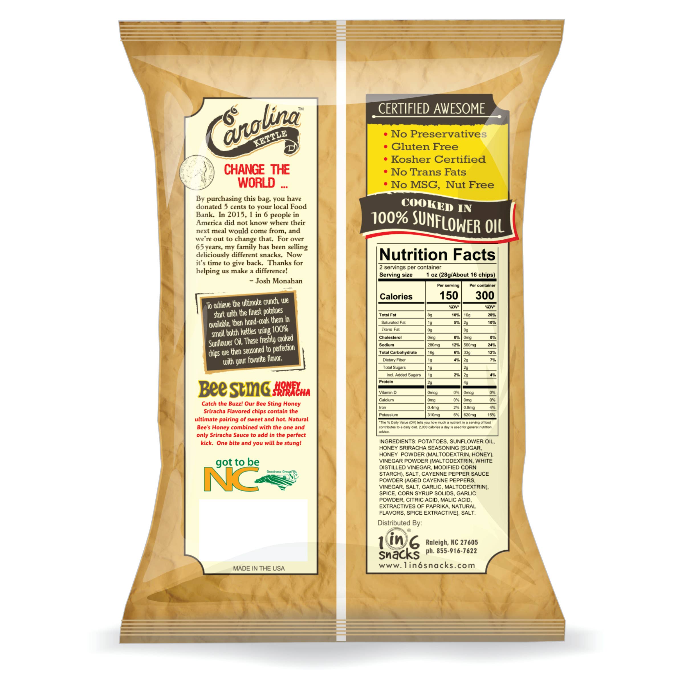 Honey Sriracha Carolina Kettle Potato Chips 2 oz Case (20)