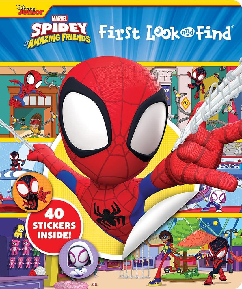 Marvel Spider-man - Spidey and His Amazing Friends - First Look and Find Activity Book with 40 Stickers - PI Kids cover image