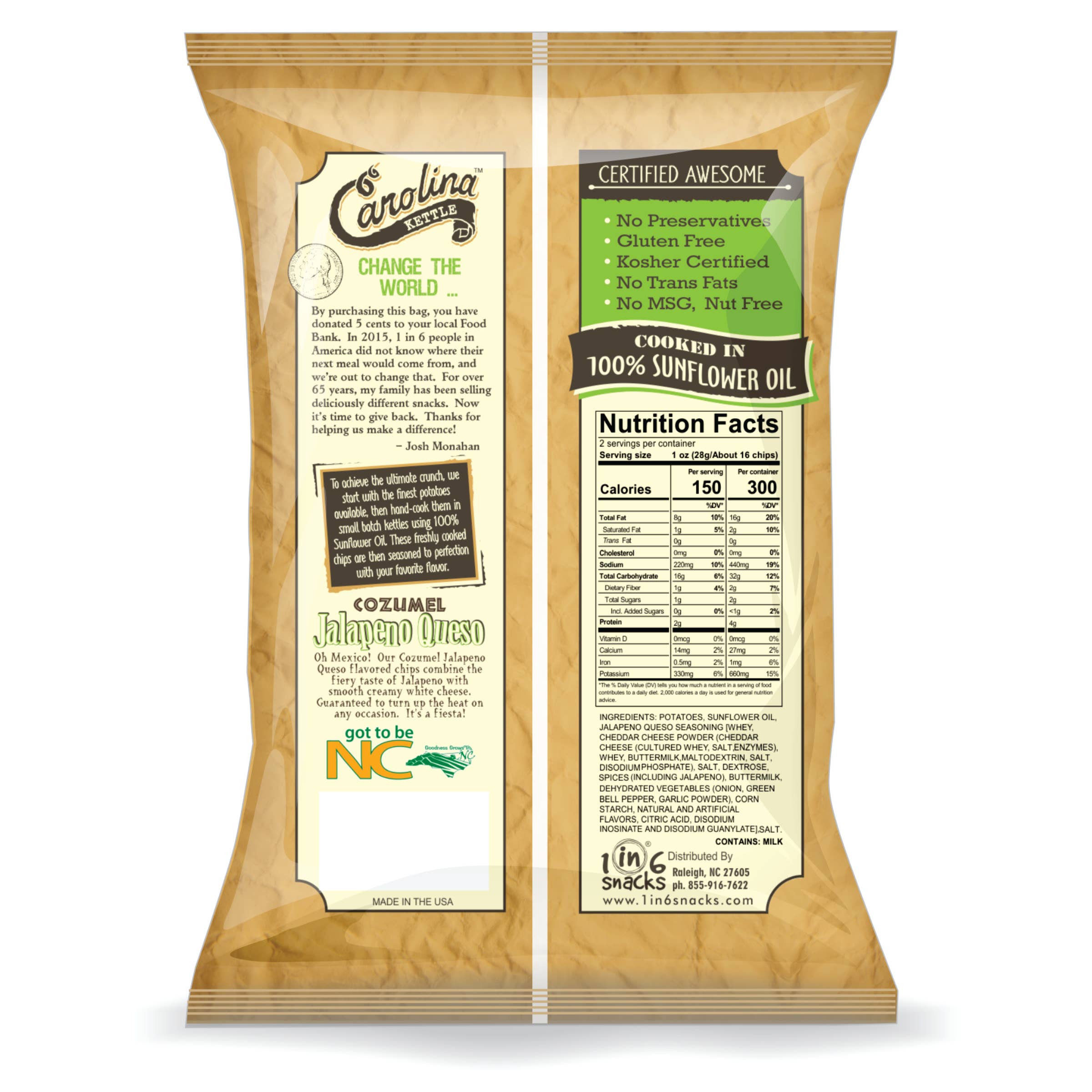 Jalapeno Queso Carolina Kettle Potato Chips 2 oz Case (20)