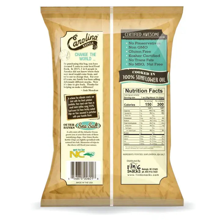 Sea Salt Carolina Kettle Chips 1 oz Case Case(28)